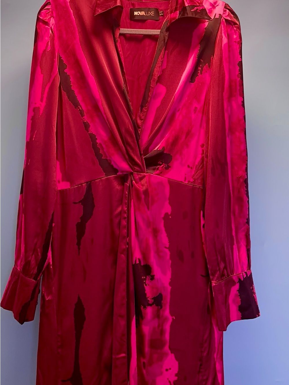 Gabriella Long Sleeve Maxi Dress-Fuchsia, Magenta and Burgundy - Picture 6 of 11